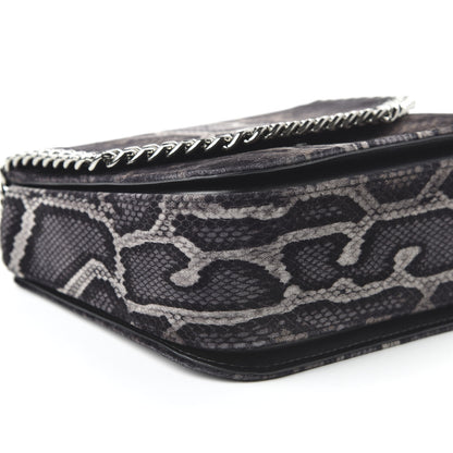 Stella McCartney Snake Print Velvet Falabella Box Shoulder Bag Black 6 of 10