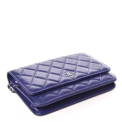 Chanel Lambskin Quilted Wallet On Chain WOC Dark Blue 4 of 11