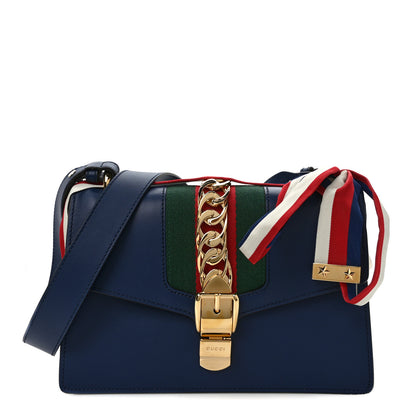 Gucci Calfskin Small Sylvie Shoulder Bag Blue Agata 1 of 9