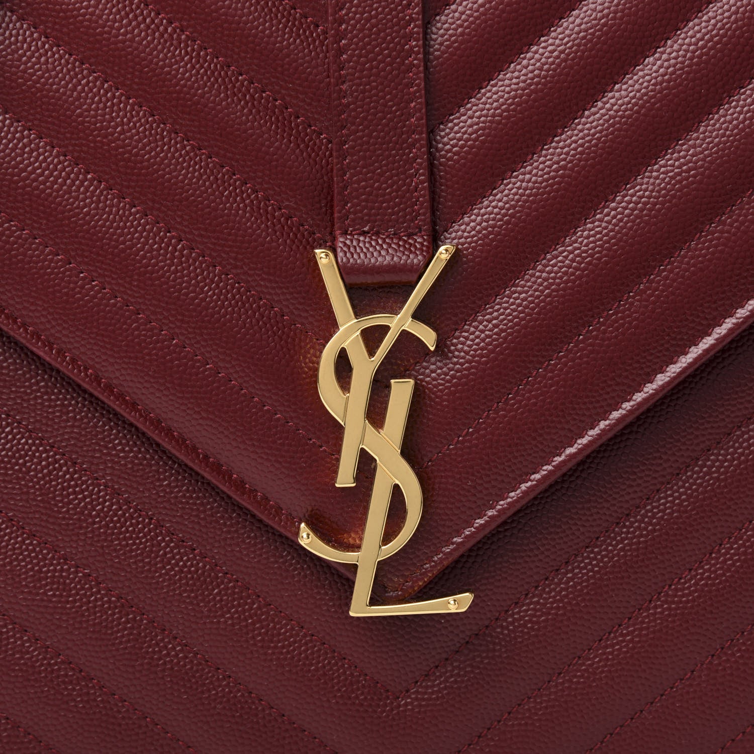 Saint Laurent Grain De Poudre Matelasse Chevron Large Monogram Satchel Oxblood 10 of 10