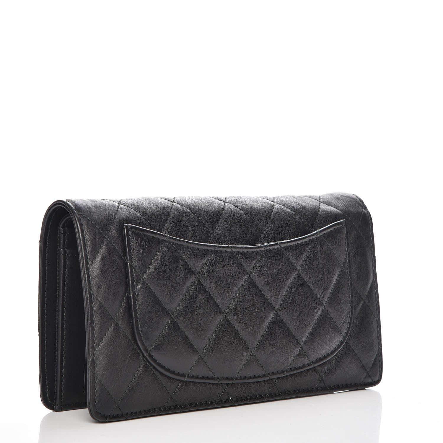 Chanel Crumpled Calfskin Quilted Yen Wallet So Black 3 of 8