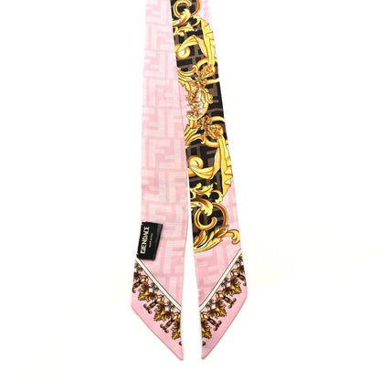 Fendi X VERSACE Silk FF Baroque Fendace Wrappy Scarf Rosa Tabacco 2 of 4
