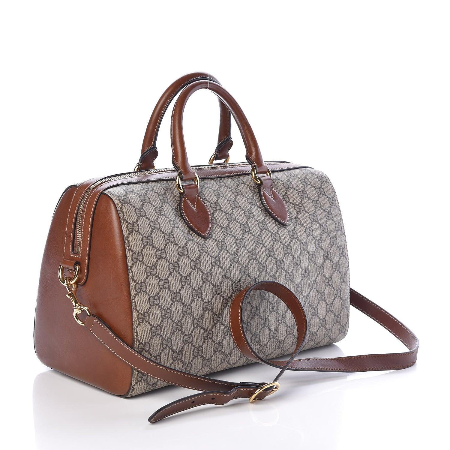Gucci GG Supreme Monogram Medium Boston Beige Cuir 3 of 9