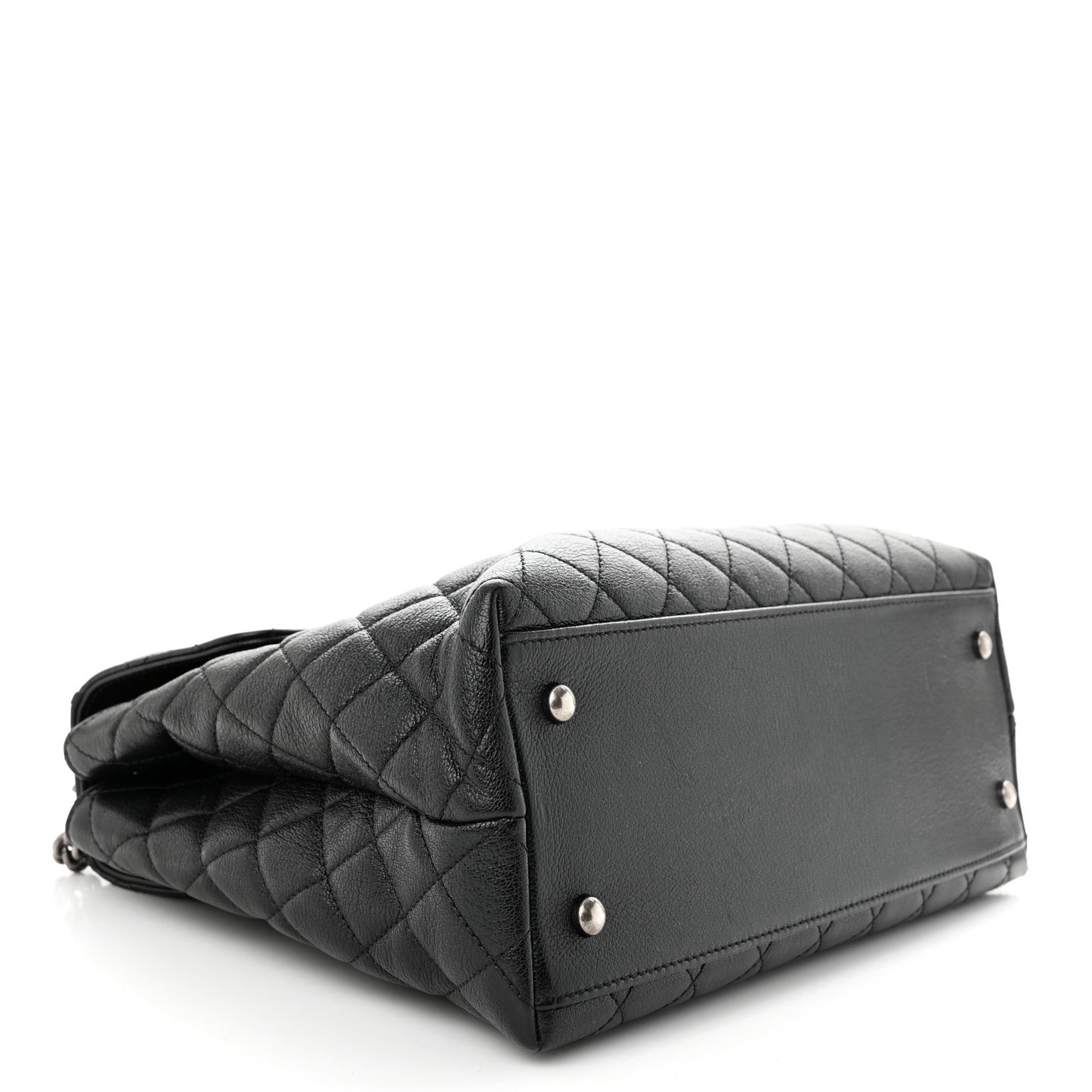 Goatskin Quilted Small CC University Shopping Tote Black