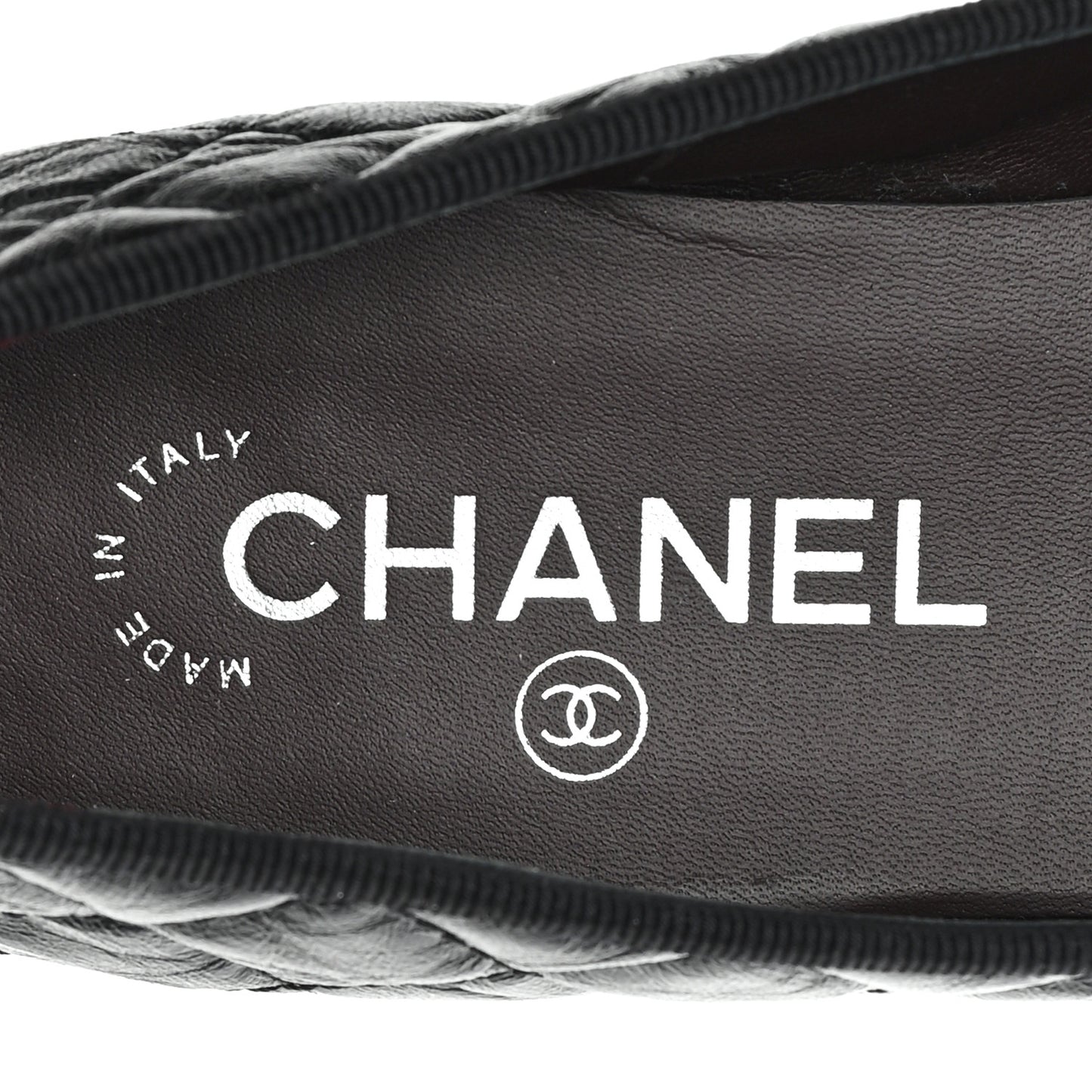 Aged Calfskin Quilted CC Cap Toe Ballerina Flats 37.5 Black