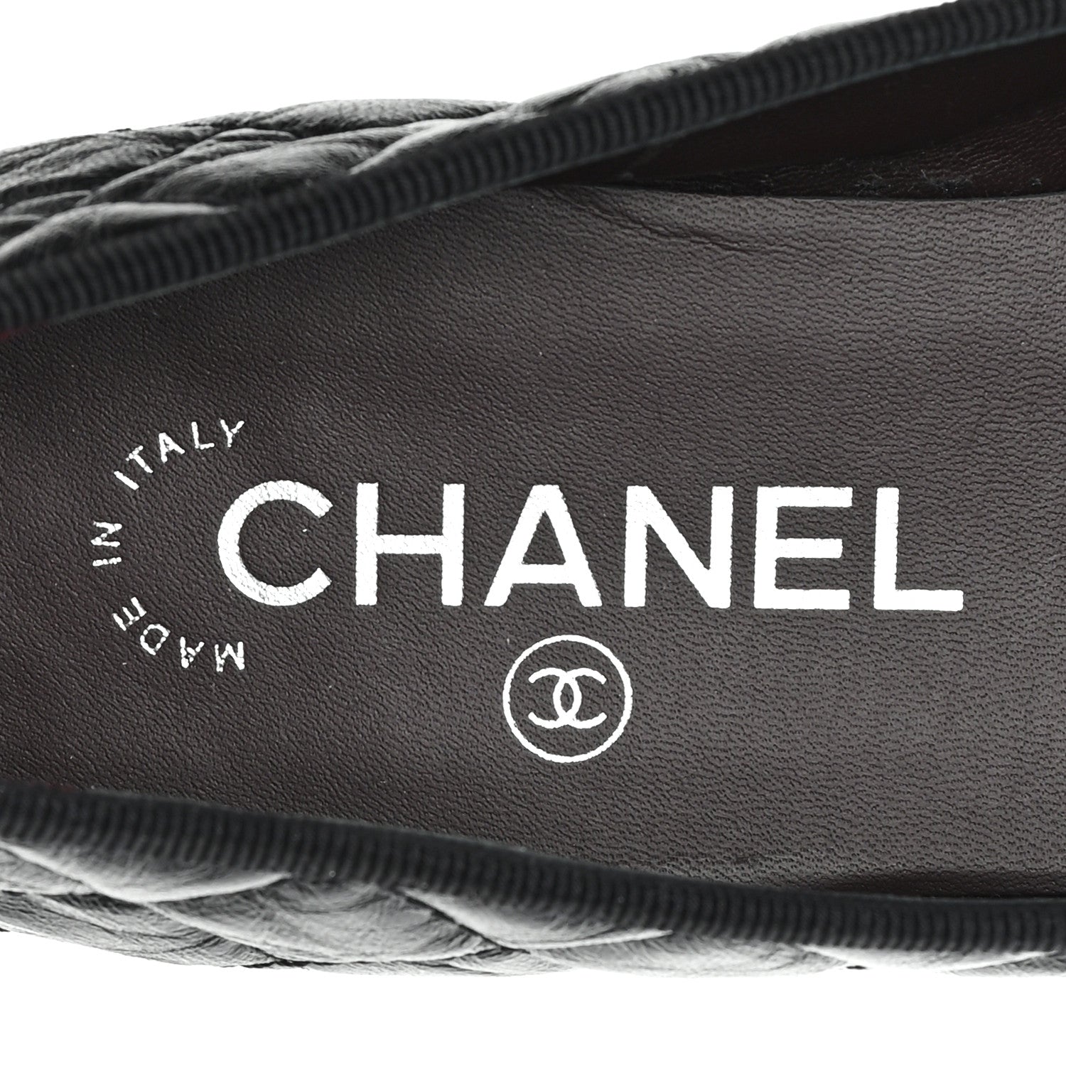 Chanel Aged Calfskin Quilted CC Cap Toe Ballerina Flats 37.5 Black 8 of 10