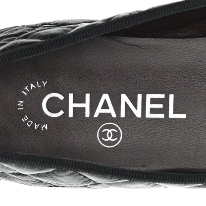 Chanel Aged Calfskin Quilted CC Cap Toe Ballerina Flats 37.5 Black 8 of 10