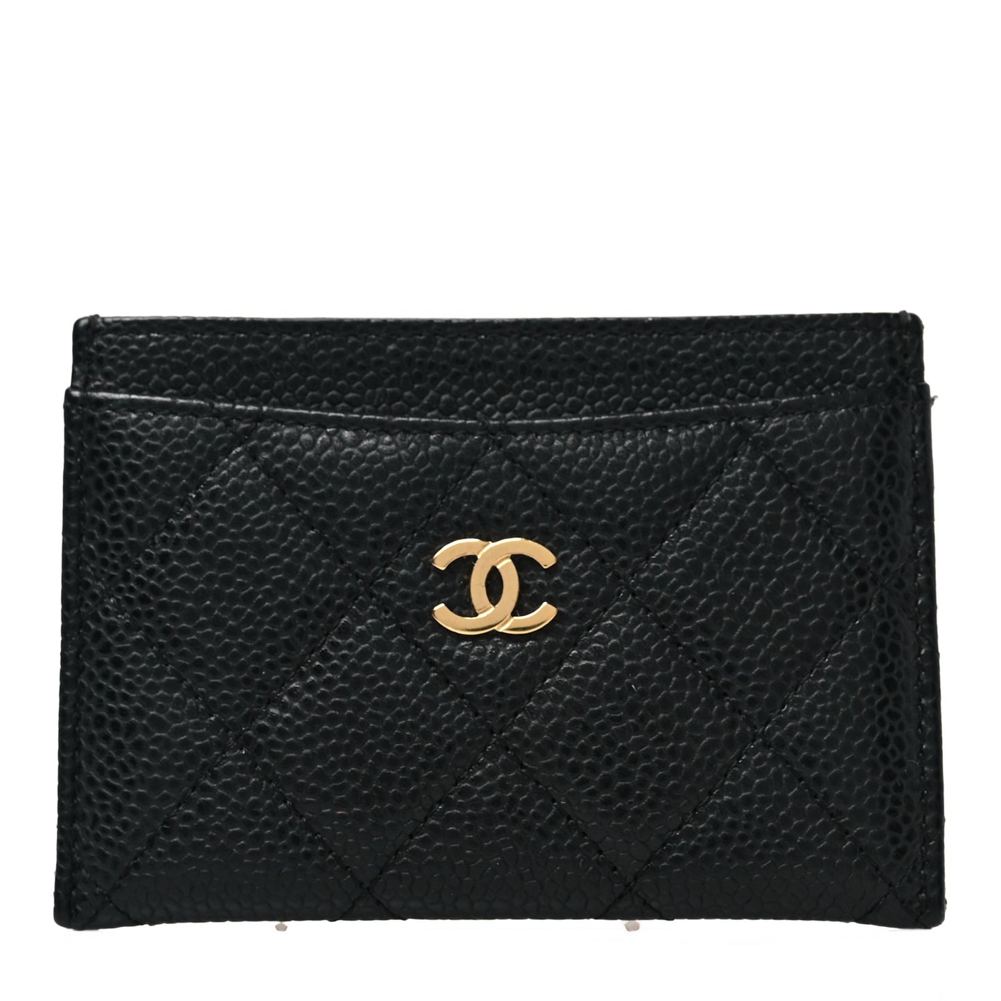 Caviar Quilted Card Holder Black