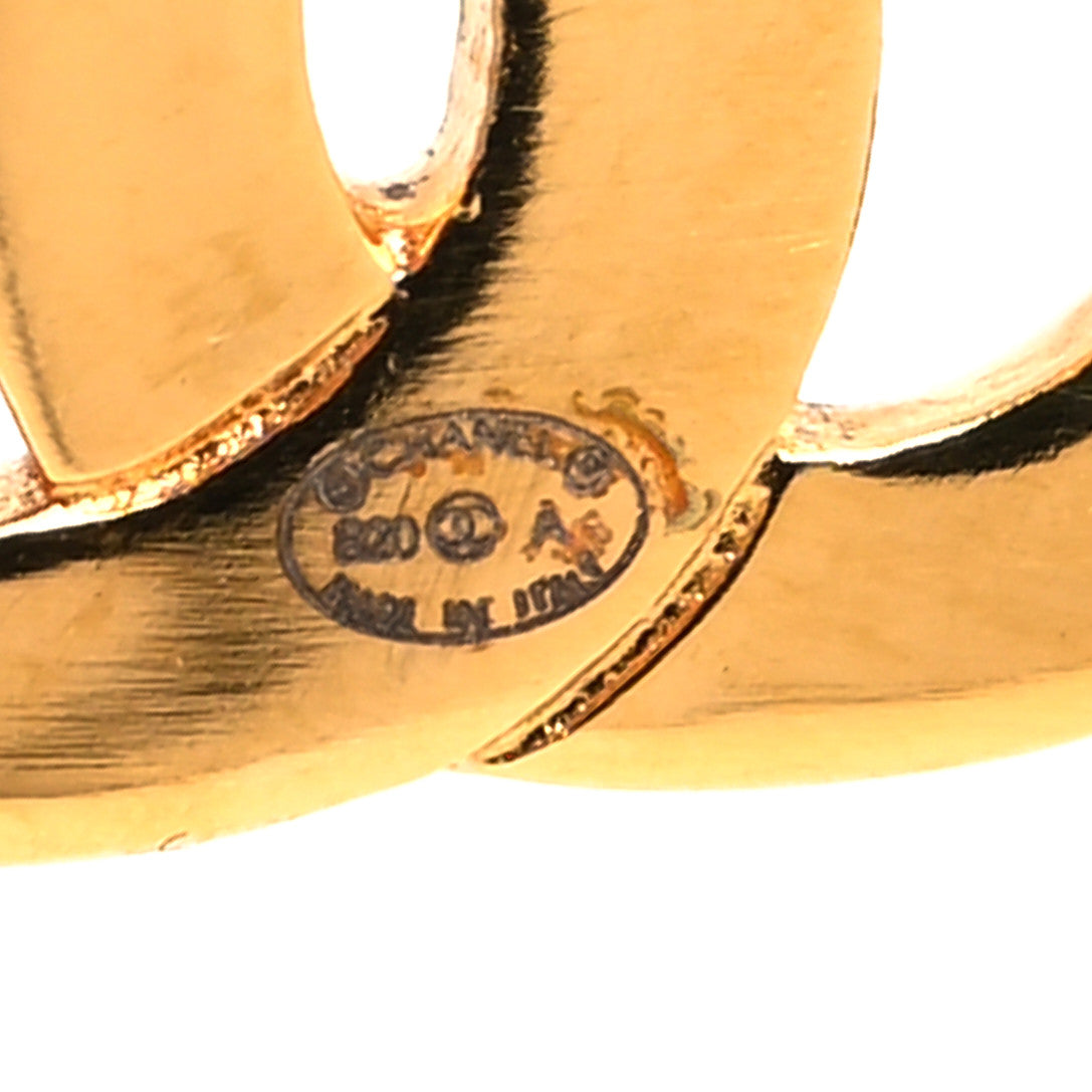 Chanel Metal CC Paris Button Stud Earrings Gold 4 of 4