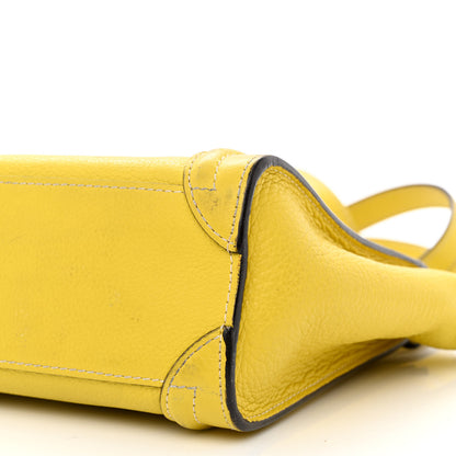 Celine Drummed Calfskin Nano Luggage Citron 13 of 20