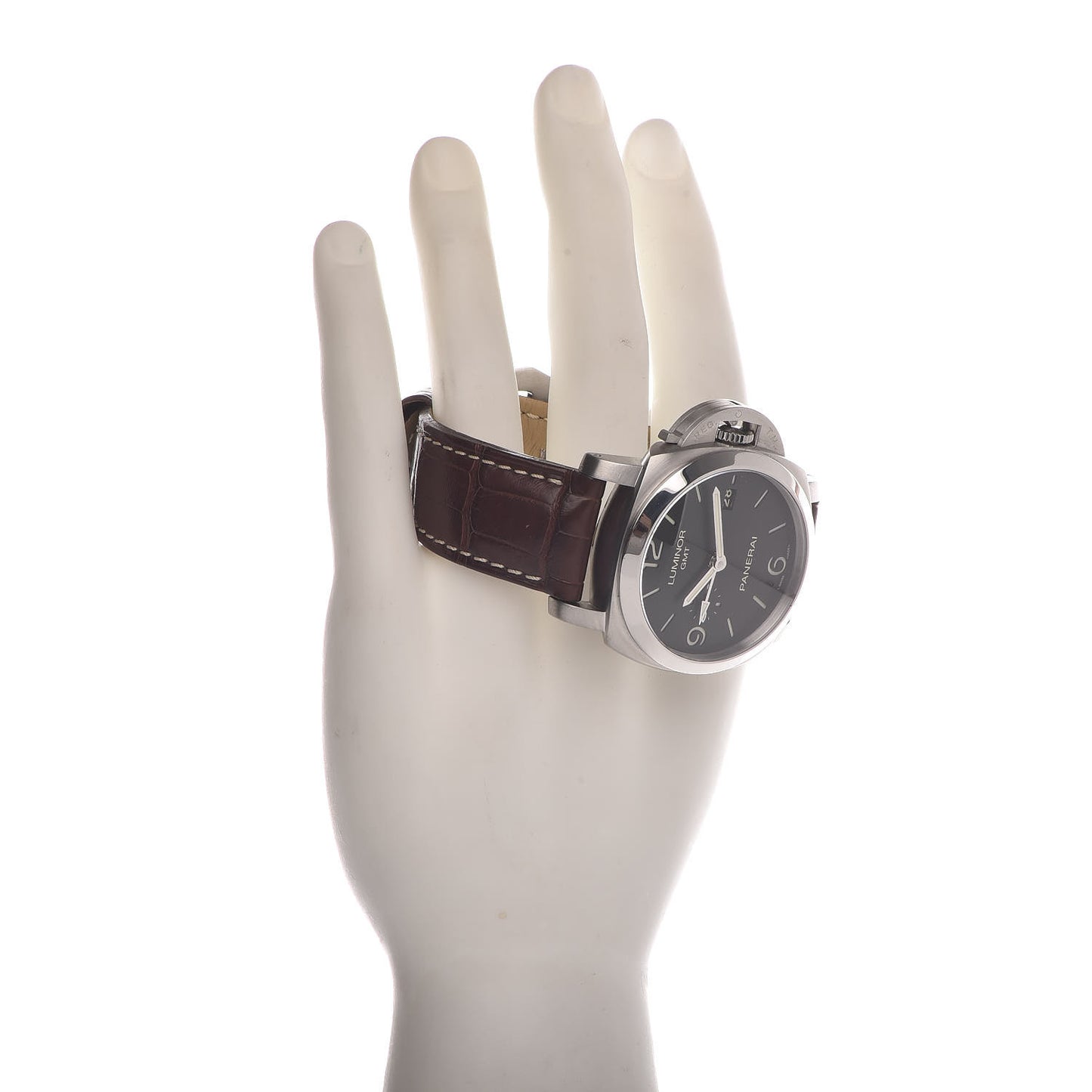 Stainless Steel Alligator 44mm Luminor GMT Automatic Watch Black PAM00320