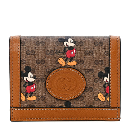 Gucci X DISNEY Mini Vintage GG Supreme Monogram Mickey Mouse Card Holder Wallet Beige Vintage Sun Oil 1 of 9