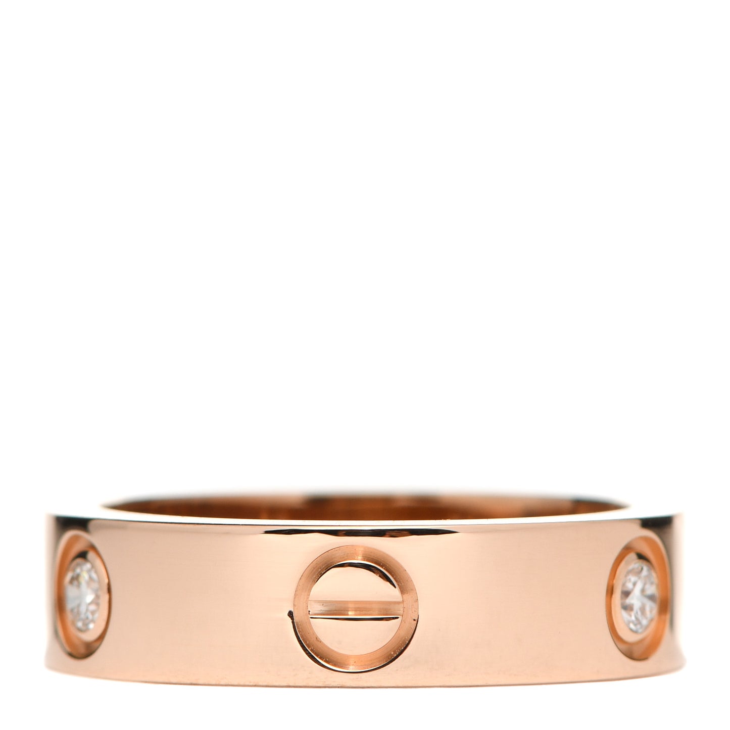 18K Pink Gold 3 Diamond 5.5mm LOVE Ring 57 8