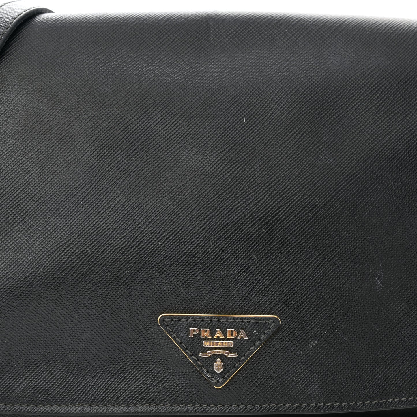 Saffiano Flap Shoulder Bag Black