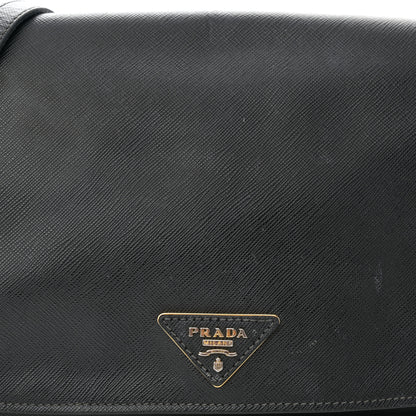 Prada Saffiano Flap Shoulder Bag Black 9 of 17