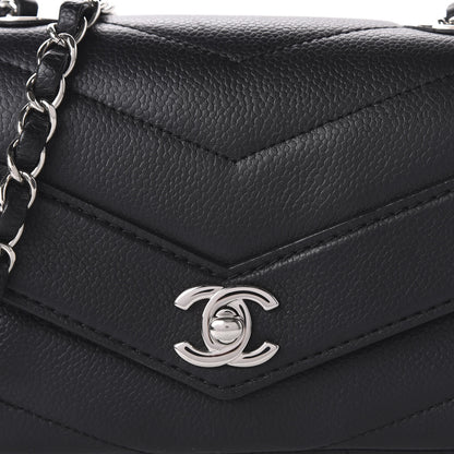 Chanel Caviar Chevron Quilted Small Single Flap Black 10 of 11