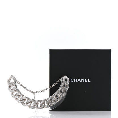 Chanel Baguette Crystal CC Chain Link Choker Necklace Silver 7 of 7