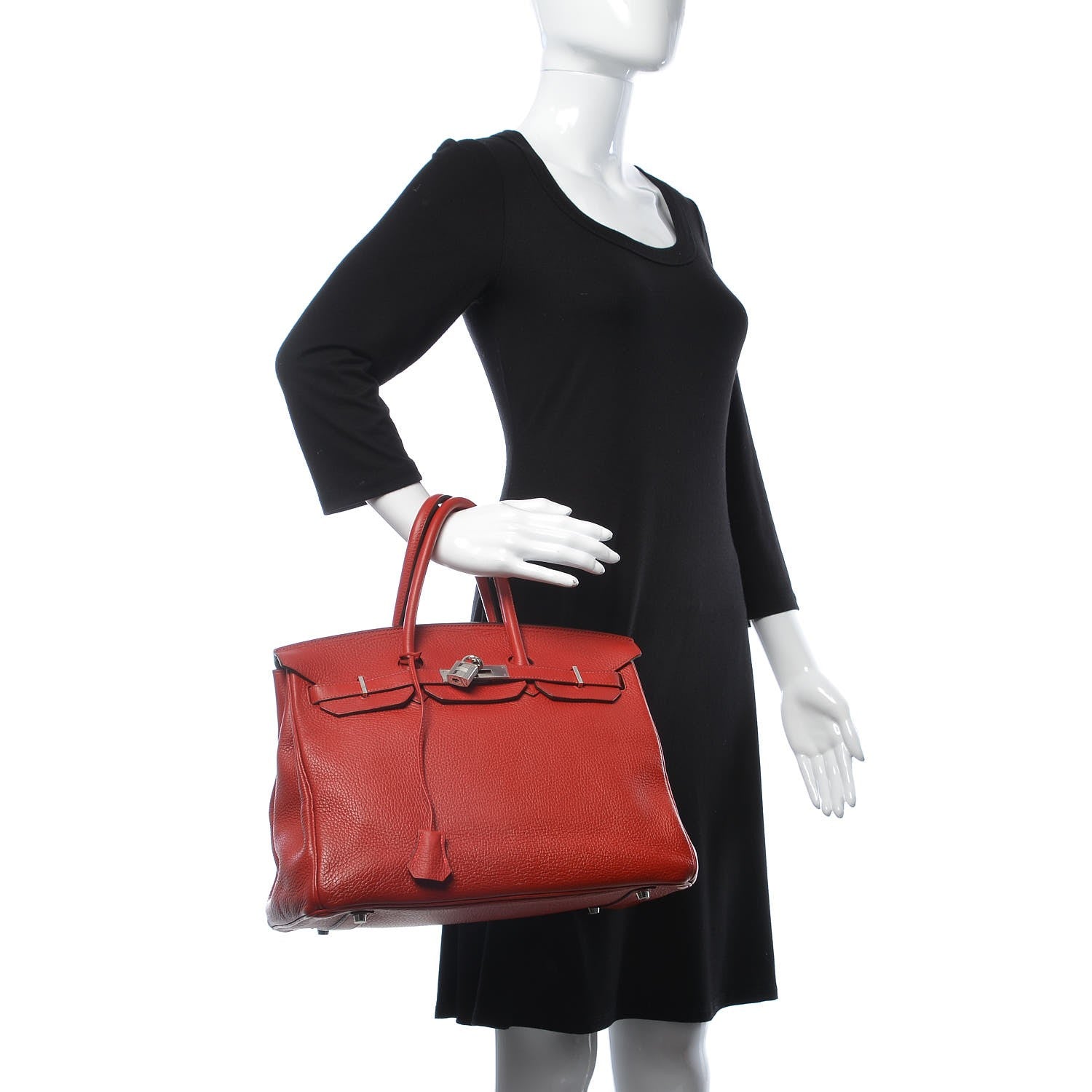 Hermes Taurillon Clemence Birkin 35 Rouge Casaque 2 of 36