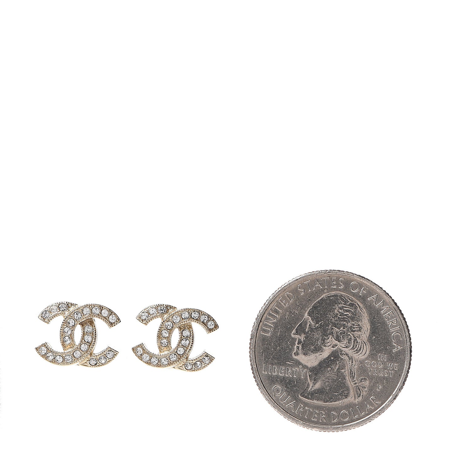Crystal CC Earrings Light Gold