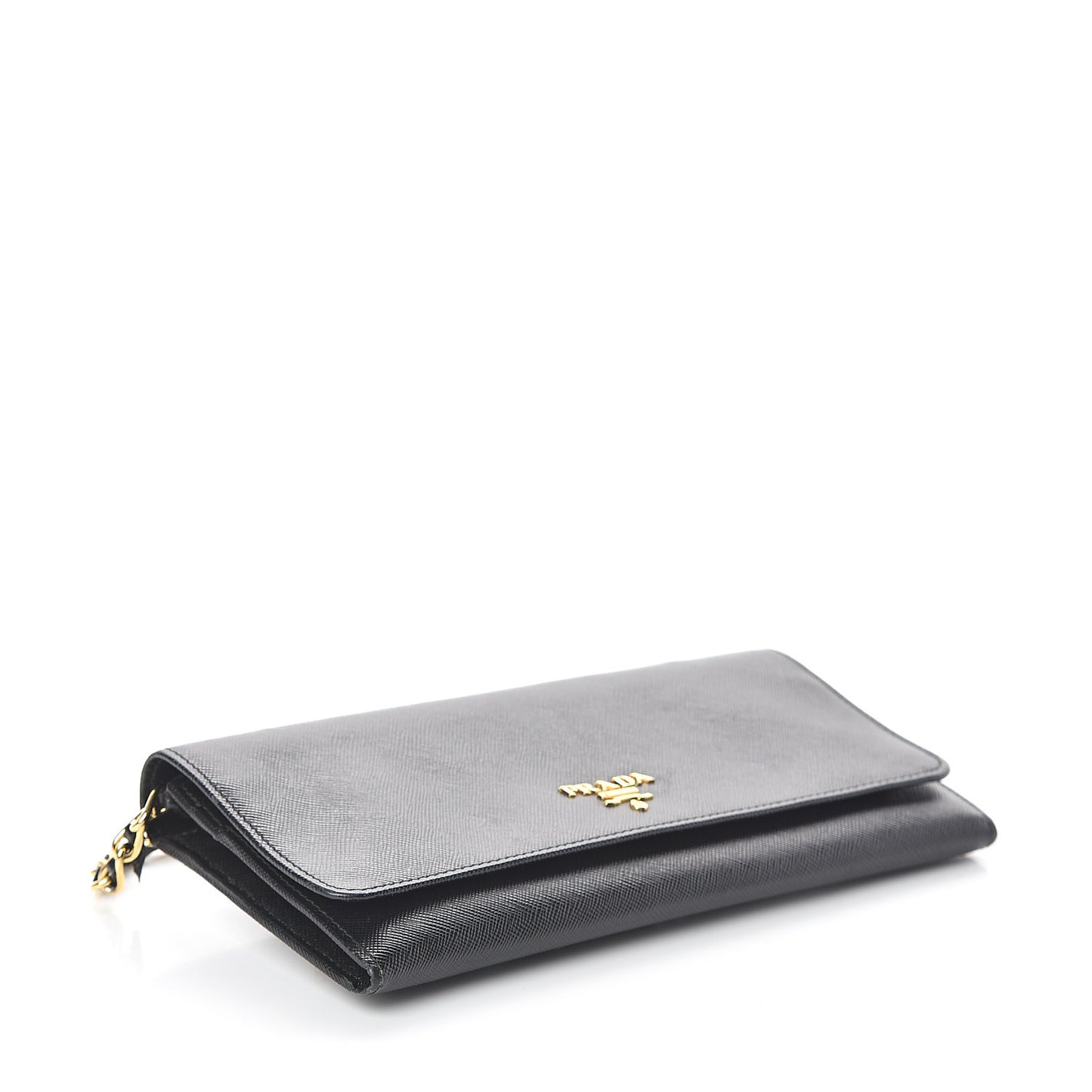 Saffiano Metal Oro Chain Wallet Black