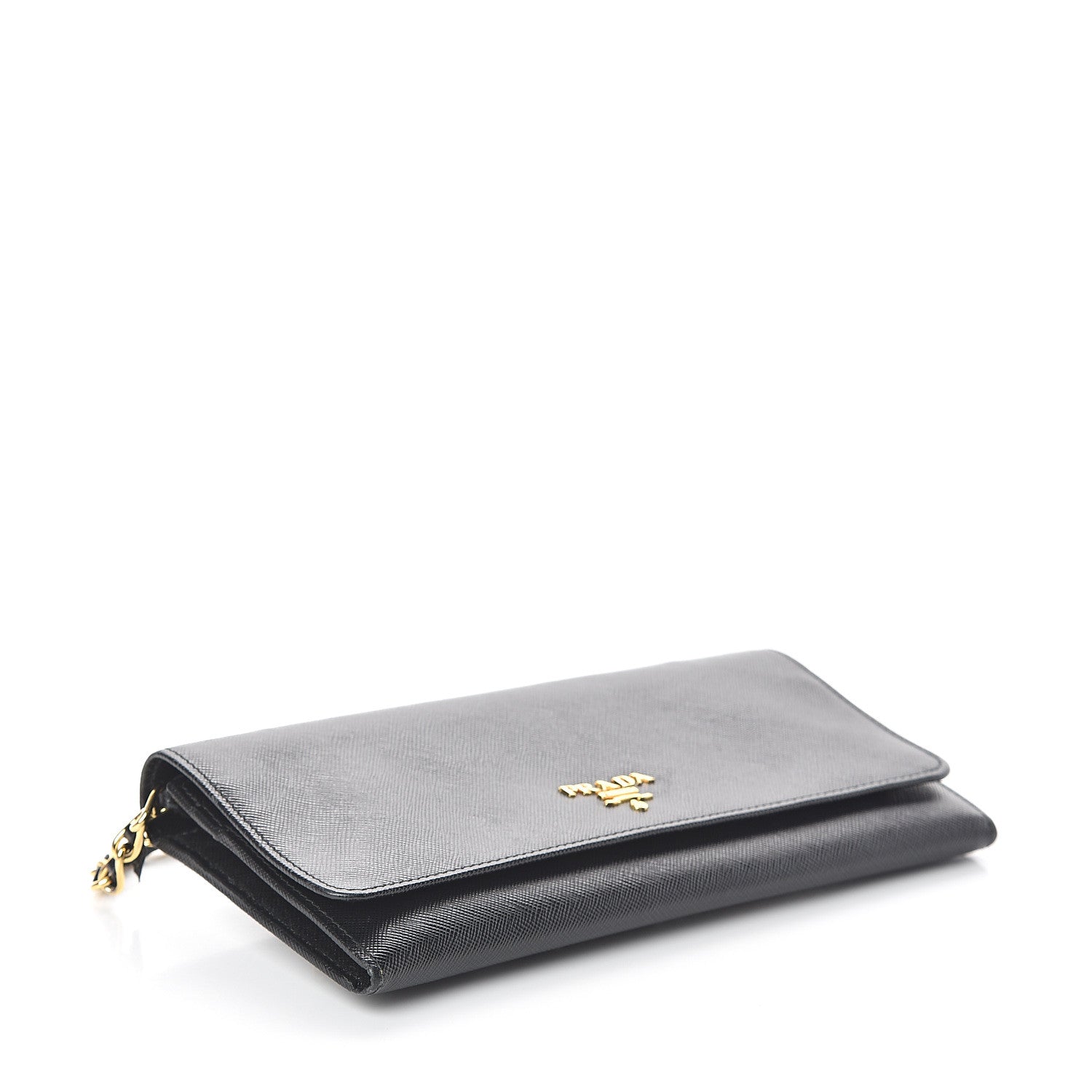 Prada Saffiano Metal Oro Chain Wallet Black 3 of 7