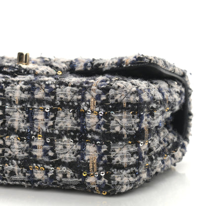 Chanel Glittered Tweed Quilted Mini Rectangular Flap Navy Blue 9 of 9