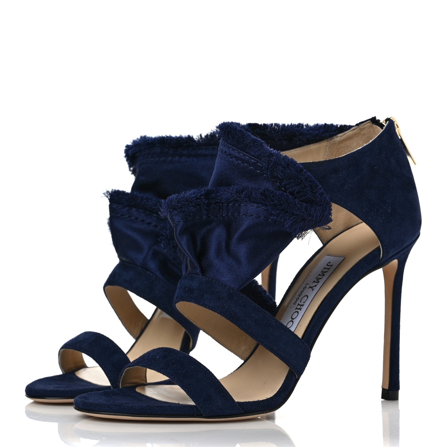 Suede Satin Kiki 100 Sandal 36.5 Navy Mix