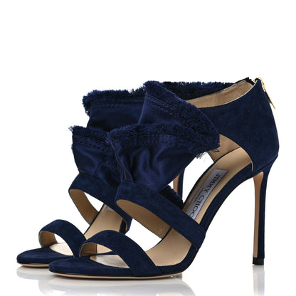 Jimmy Choo Suede Satin Kiki 100 Sandal 36.5 Navy Mix 3 of 9