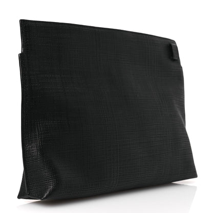 Loewe Calfskin Linen Embossed Large T Pouch Black 3 of 8