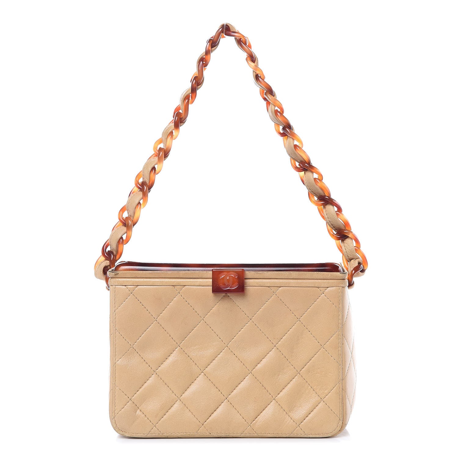 Chanel Lambskin Quilted Tortoise Box Bag Beige 1 of 19