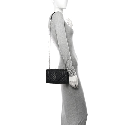 Saint Laurent Grain De Poudre Textured Mixed Matelasse Triquilt Small Monogram Satchel Black 2 of 11