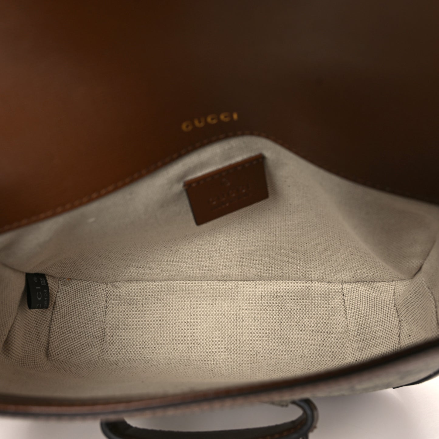 GG Supreme Monogram Web Mini Horsebit 1955 Shoulder Bag Beige Brown Sugar
