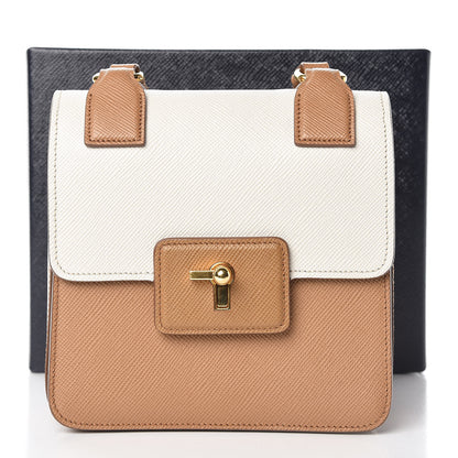 Prada Saffiano Pattina Crossbody Bag Caramel Talco 10 of 10