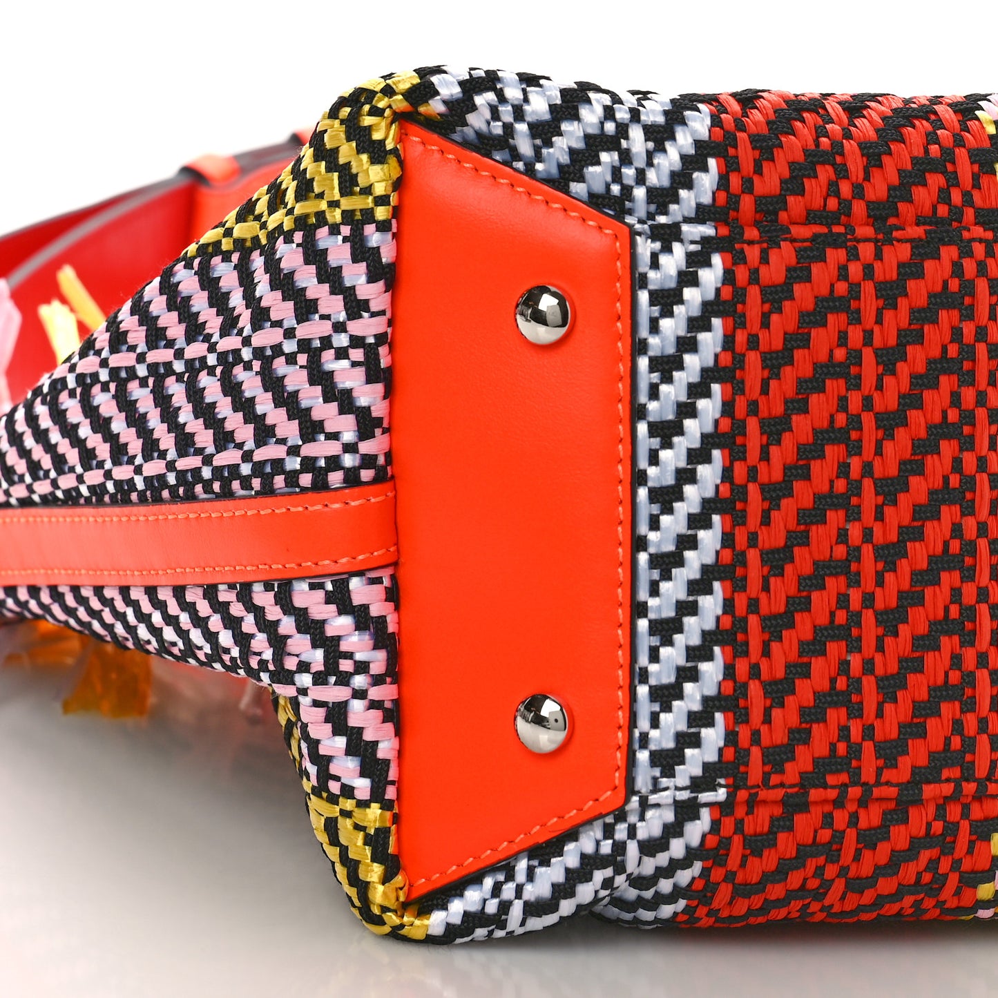 Raffia Small Frangibus Tote Orange Multicolor