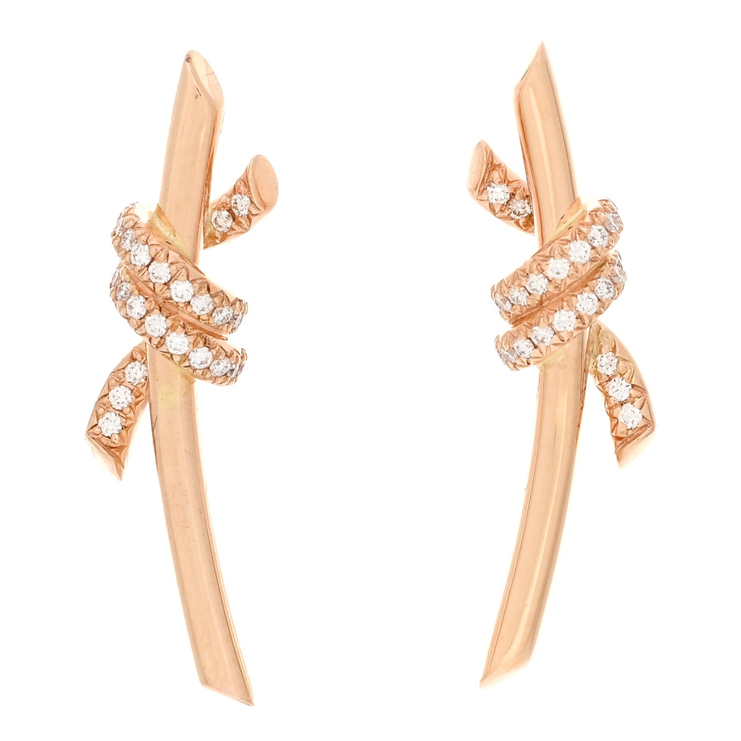 18K Rose Gold Diamond Tiffany Knot Earrings