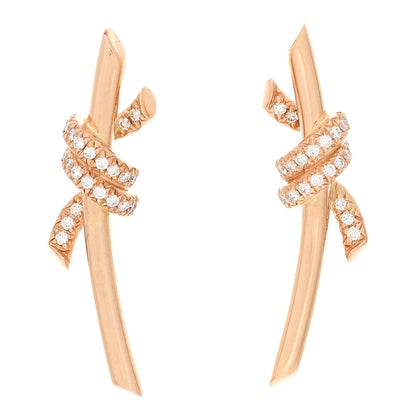 Tiffany 18K Rose Gold Diamond Tiffany Knot Earrings 1 of 4