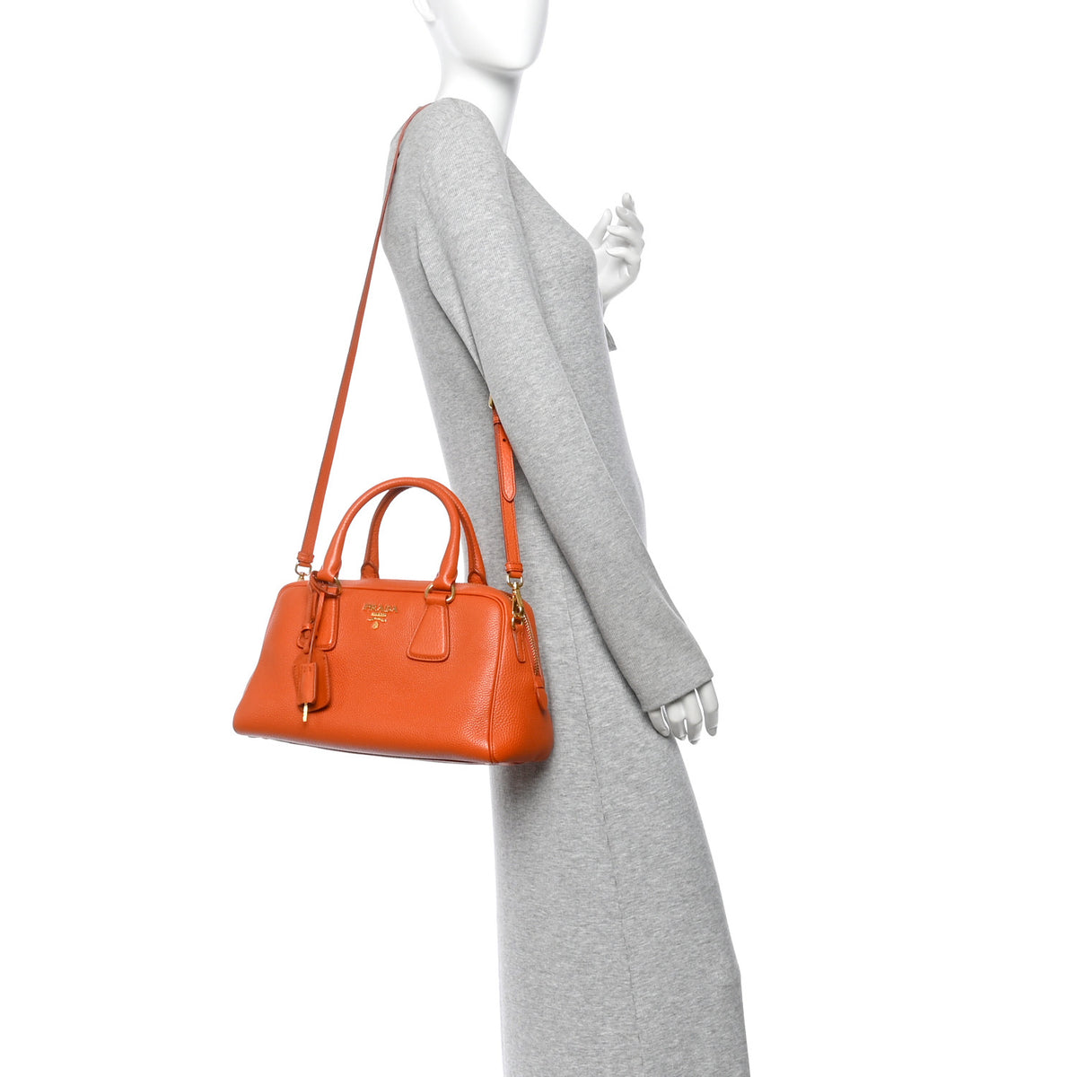 Prada Vitello Daino Bauletto Papaya 2 of 11