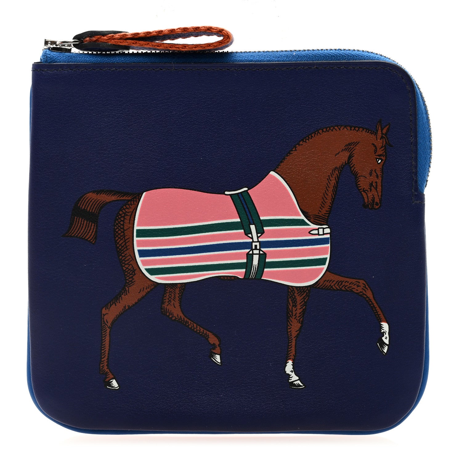 Hermes Swift Couverture Nouvelle Carre Pocket Pouch Bleu Encre Rose D'Ete 1 of 6