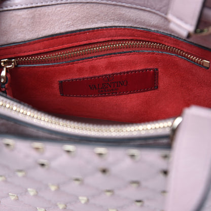 Valentino Garavani Craquele Nappa Rockstud Spike Tote Poudre 6 of 6