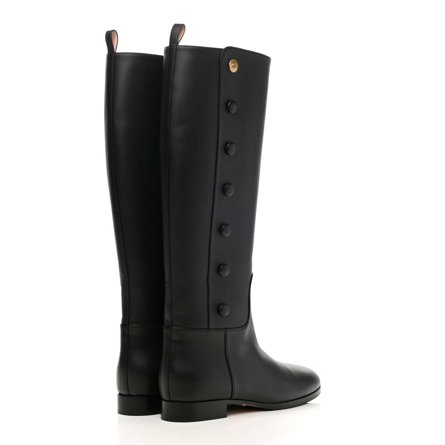 Calfskin Buttons Lifford Knee High Boots 38 Black