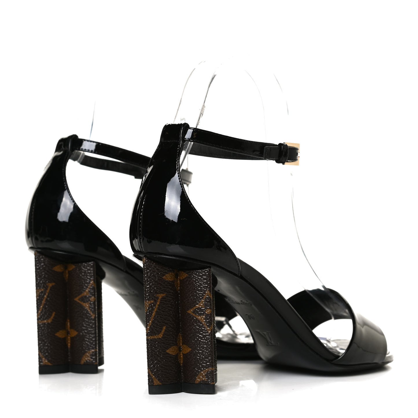 Patent Monogram Silhouette Sandals 36 Black