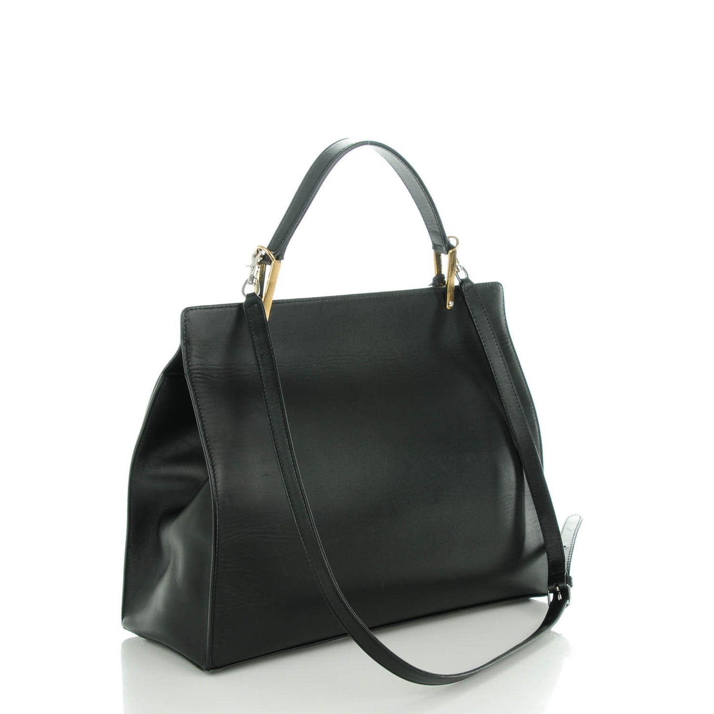 Smooth Calfskin Le Dix M Cartable Shoulder Bag Black