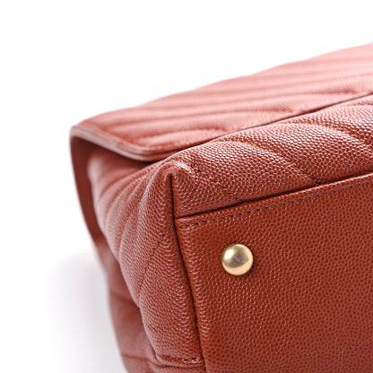 Chanel Caviar Chevron Quilted Small Coco Handle Flap Dark Orange 7 of 11