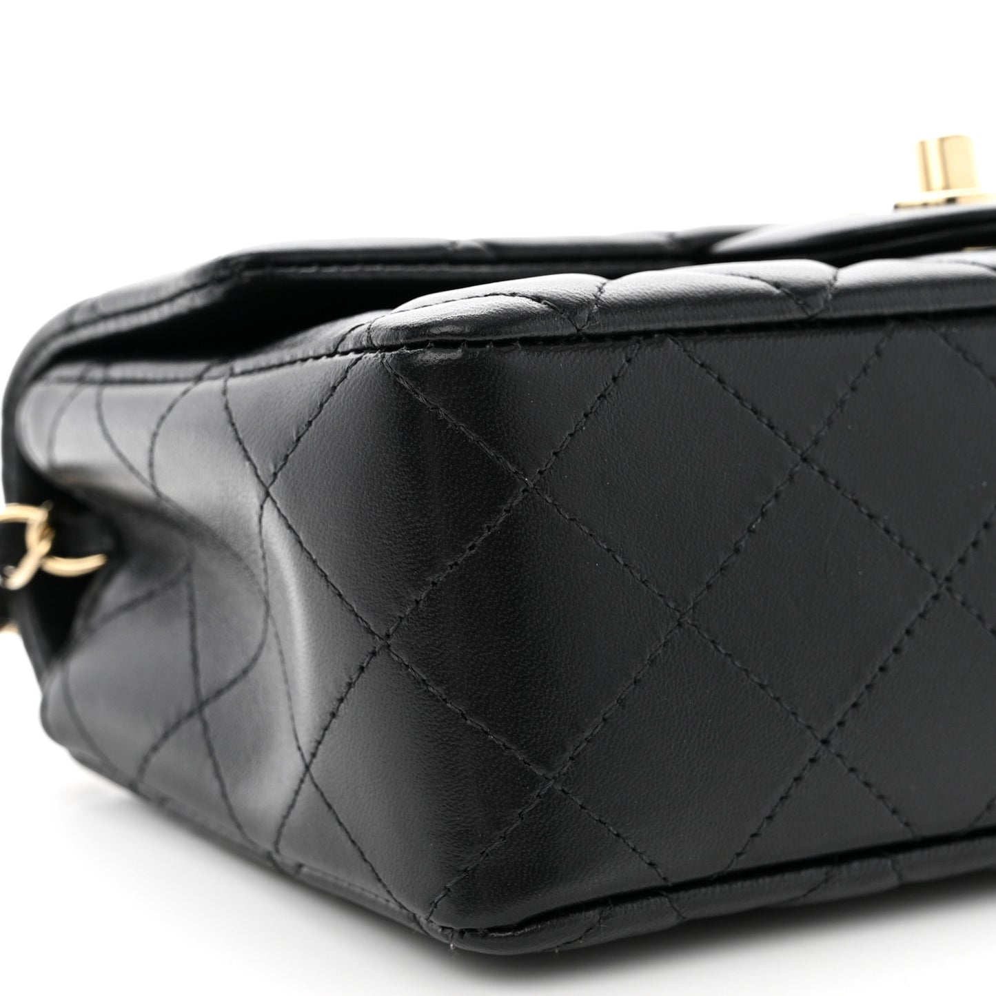 Lambskin Quilted Mini Rectangular Flap Black