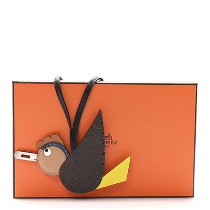 Hermes Epsom Swift Chevre Mysore Birdy Bag Charm Jaune Ambre Black Biscuit 5 of 5