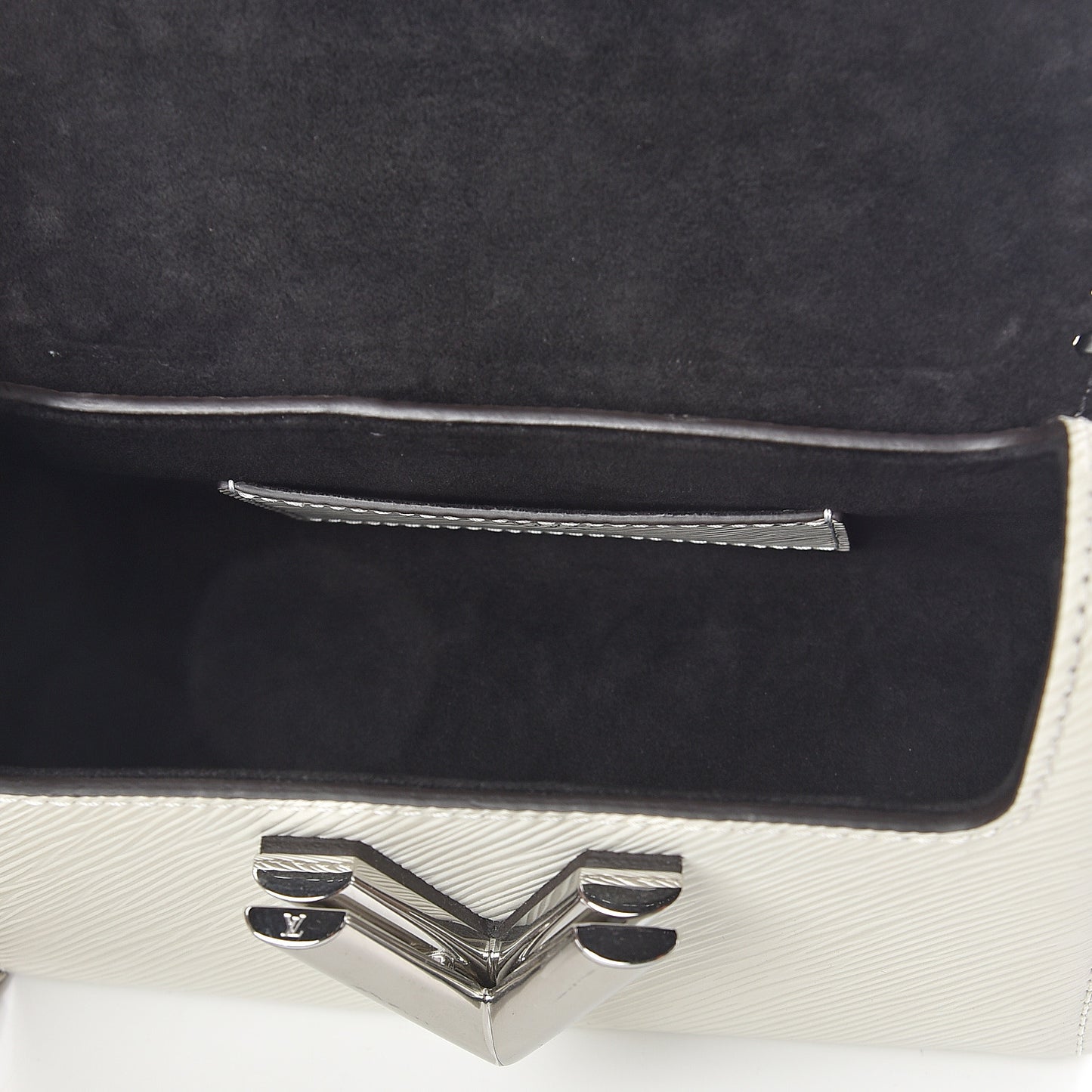 Epi Embroidered Twist Shoulder Bag PM White