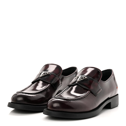 Prada Spazzolato Metal Triangle Logo 50mm Loafers 39 Cordovan 4 of 10