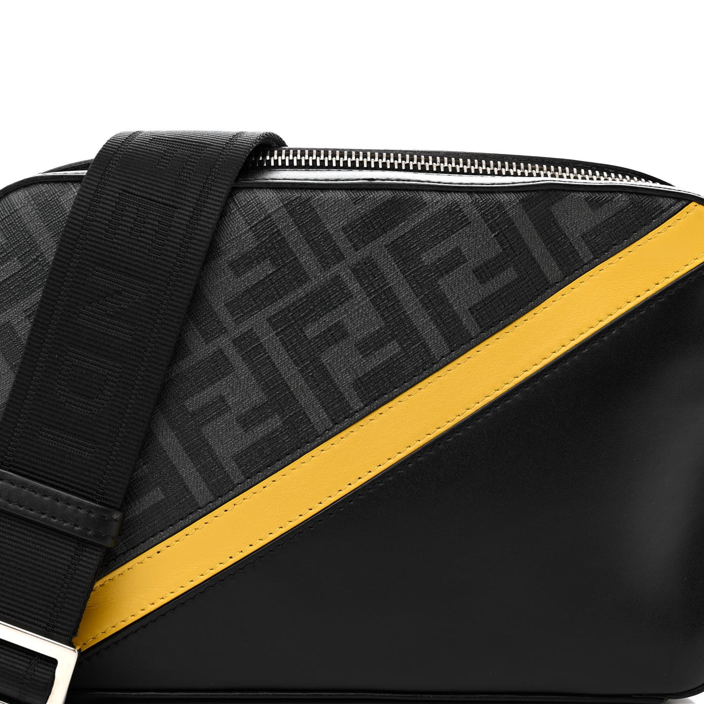 Glazed Fabric Vitello Liberty FF 1974 Diagonal Medium Camera Case Black Sunflower