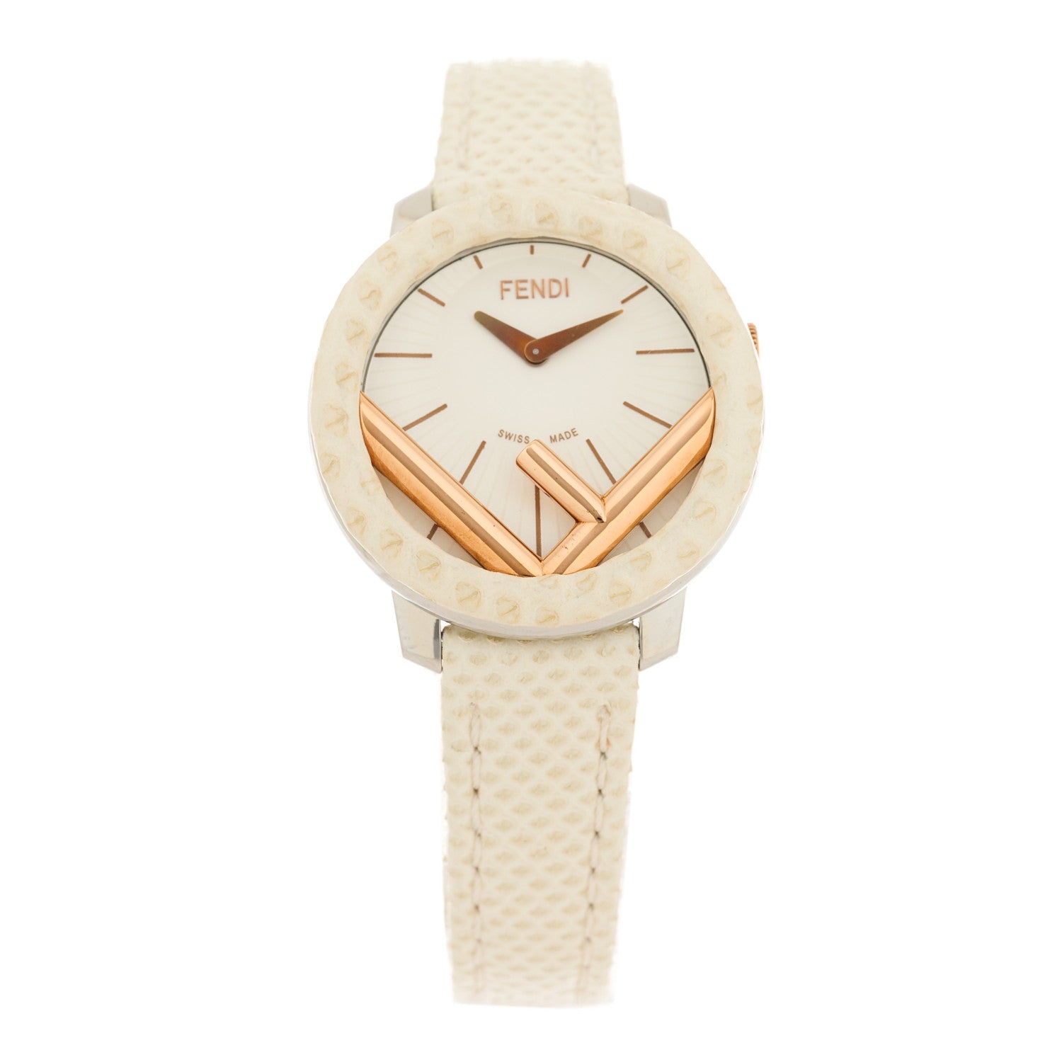 Fendi Stainless Steel Calfskin 28mm Run Away Quartz Watch Ivory 1 of 5