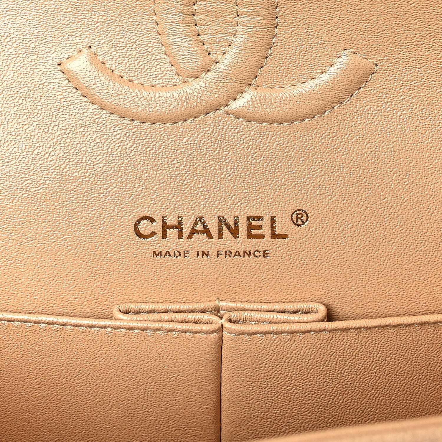 Chanel Iridescent Caviar Quilted Medium Double Flap Beige 6 of 10